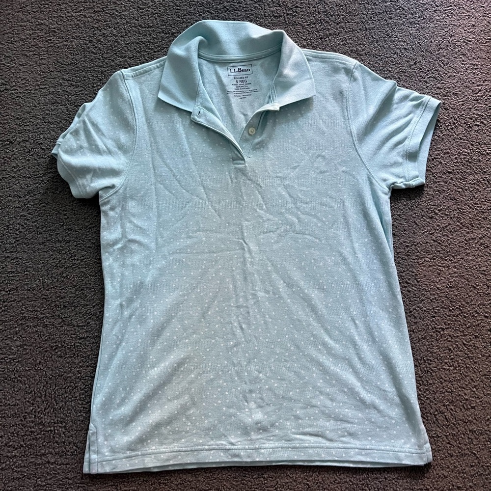 LL Bean Polka Dot Polo - Size Small